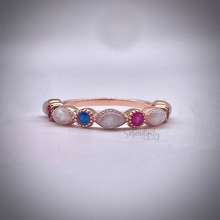 Load image into Gallery viewer, Breast Milk Half Band Memorial Ring with Birthstones