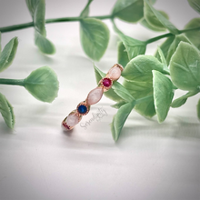 Load image into Gallery viewer, Breast Milk Half Band Memorial Ring with Birthstones