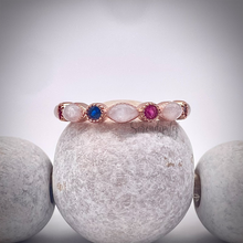 Load image into Gallery viewer, Breast Milk Half Band Memorial Ring with Birthstones