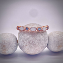 Load image into Gallery viewer, Breast Milk Half Band Memorial Ring with Birthstones