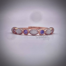 Load image into Gallery viewer, Breast Milk Half Band Memorial Ring with Birthstones