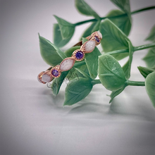 Load image into Gallery viewer, Breast Milk Half Band Memorial Ring with Birthstones