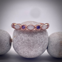 Load image into Gallery viewer, Breast Milk Half Band Memorial Ring with Birthstones