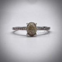 Load image into Gallery viewer, Simple Oval Cremation Keepsake Ring with Cubic Zirconia Band