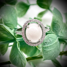 Load image into Gallery viewer, Adjustable Breast Milk Keepsake Ring with Large Breast Milk “Stone” in a Halo of Cubic Zirconia