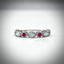 Load image into Gallery viewer, Breast Milk Half Band Memorial Ring with Birthstones
