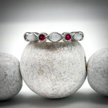 Load image into Gallery viewer, Breast Milk Half Band Memorial Ring with Birthstones