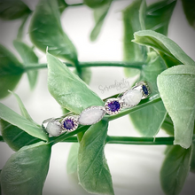 Load image into Gallery viewer, Breast Milk Half Band Memorial Ring with Birthstones