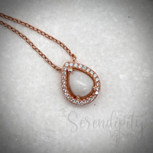 Load image into Gallery viewer, 6x8mm Sterling Silver Tear Drop Breast Milk Pendant with a Cubic Zirconia Halo