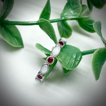 Load image into Gallery viewer, Breast Milk Half Band Memorial Ring with Birthstones