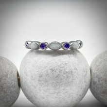 Load image into Gallery viewer, Breast Milk Half Band Memorial Ring with Birthstones