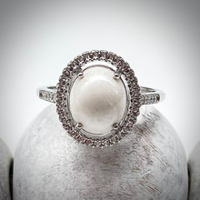 Load image into Gallery viewer, Adjustable Breast Milk Keepsake Ring with Large Breast Milk “Stone” in a Halo of Cubic Zirconia