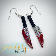Load image into Gallery viewer, Bloody Butcher Knife Earrings (no handle hole)