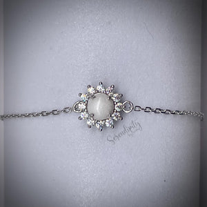 6mm Breast Milk Stone with a Pointed Halo of Cubic Zirconia Bracelet