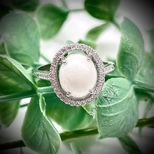 Load image into Gallery viewer, 6x8mm Oval Breast Milk Keepsake Ring with Halo of Cubic Zirconia
