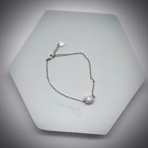 6mm Breast Milk Stone with a Pointed Halo of Cubic Zirconia Bracelet