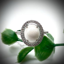 Load image into Gallery viewer, 6x8mm Oval Breast Milk Keepsake Ring with Halo of Cubic Zirconia
