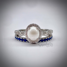 Load image into Gallery viewer, Stackable Keepsake Ring with Breastmilk Stone and Birthstone Band
