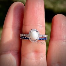 Load image into Gallery viewer, Stackable Keepsake Ring with Breastmilk Stone and Birthstone Band
