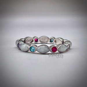 Breast Milk Full Band Memorial Ring with Multiple Birthstones