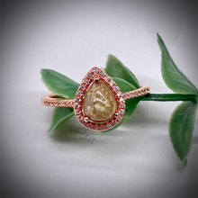 Load image into Gallery viewer, Cremation Keepsake Ring with 6x8mm Teardrop with a Halo of Cubic Zirconia
