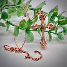 Load image into Gallery viewer, Sterling Silver Cross with 4x6mm Cremation “Stone” Pendant
