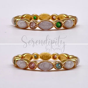 Breast Milk Full Band Memorial Ring with Multiple Birthstones