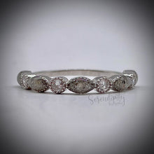 Load image into Gallery viewer, Cremation Ash Half Band Memorial Ring with Birthstones
