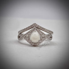 Load image into Gallery viewer, 6x8mm Teardrop Infinity Band Breastmilk Keepsake Ring with Stacking Band
