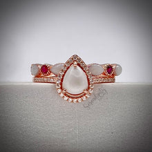 Load image into Gallery viewer, Teardrop Breastmilk Ring with Stackable Birthstone Half Band
