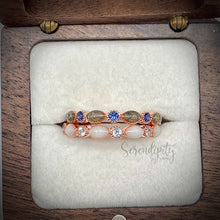 Load image into Gallery viewer, Cremation Ash Half Band Memorial Ring with Birthstones
