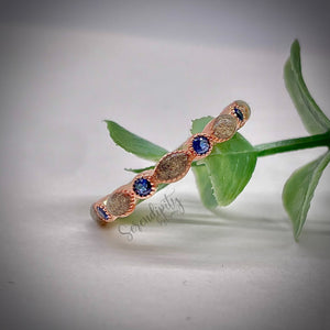 Cremation Ash Half Band Memorial Ring with Birthstones