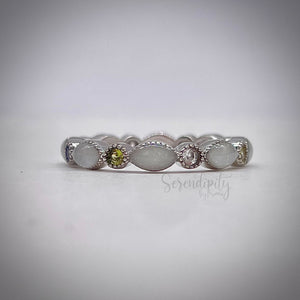 Breast Milk Full Band Memorial Ring with Multiple Birthstones