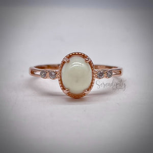 6x8mm Oval Breast Milk Keepsake Ring with Cubic Zirconia