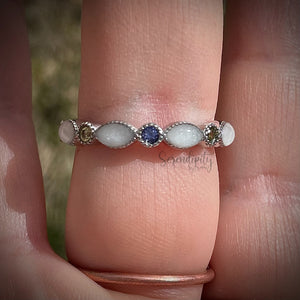 Breast Milk Full Band Memorial Ring with Multiple Birthstones