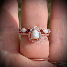 Load image into Gallery viewer, Teardrop Breastmilk Ring with Stackable Birthstone Half Band
