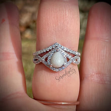 Load image into Gallery viewer, 6x8mm Teardrop Infinity Band Breastmilk Keepsake Ring with Stacking Band
