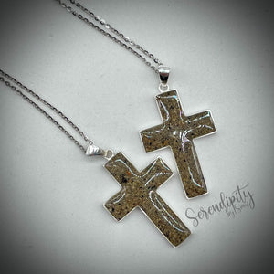 Sterling Silver Cross Cremation Remains Pendant