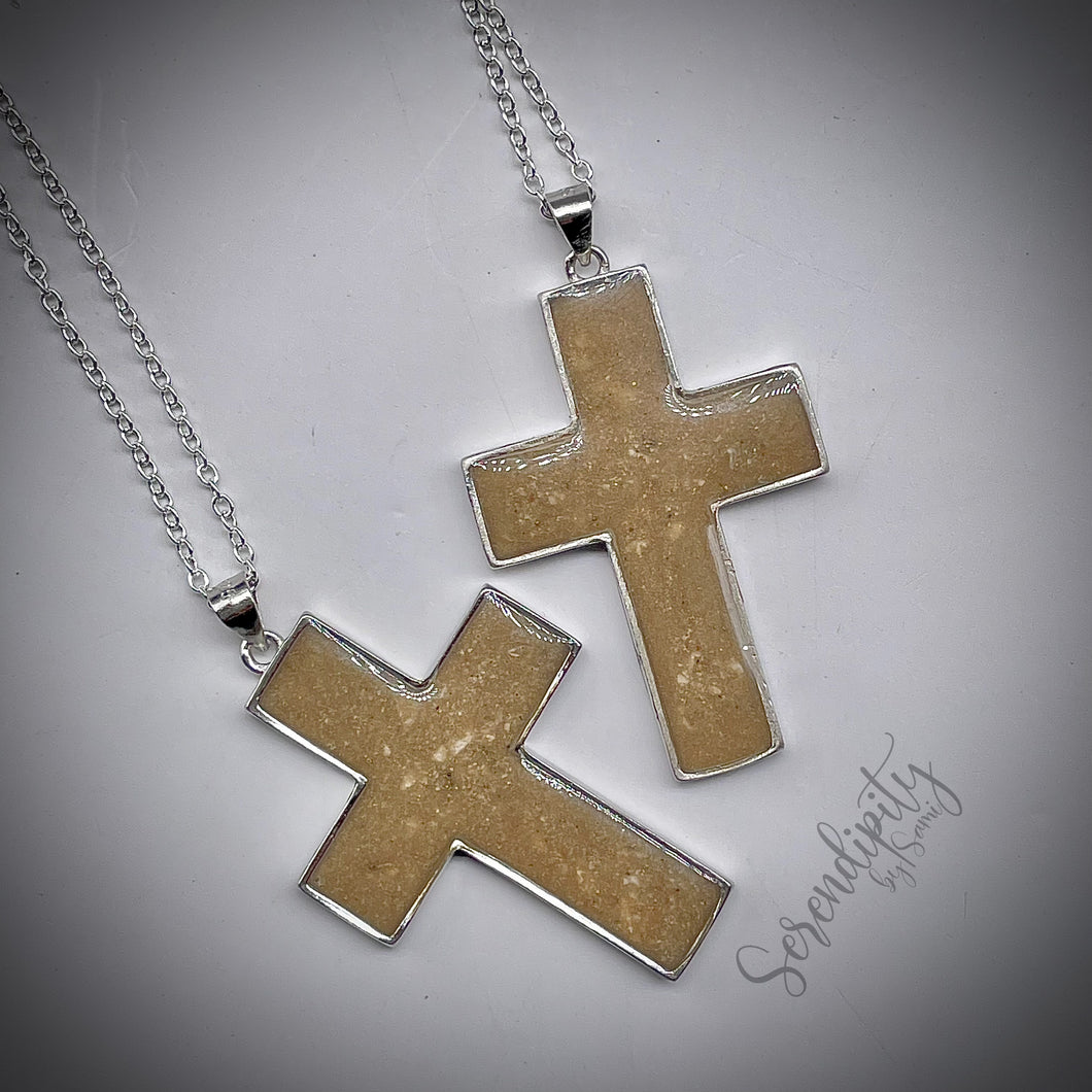 Sterling Silver Cross Cremation Remains Pendant