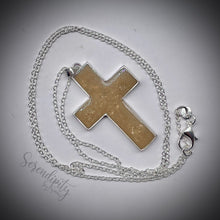 Load image into Gallery viewer, Sterling Silver Cross Cremation Remains Pendant
