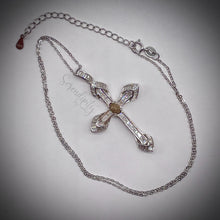 Load image into Gallery viewer, Sterling Silver Cross with 4x6mm Cremation “Stone” Pendant
