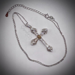 Sterling Silver Cross with 4x6mm Cremation “Stone” Pendant