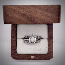 Load image into Gallery viewer, Teardrop Breastmilk Ring with Two Stackable Birthstone Half Bands
