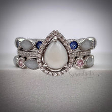 Load image into Gallery viewer, Teardrop Breastmilk Ring with Two Stackable Birthstone Half Bands
