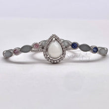 Load image into Gallery viewer, Teardrop Breastmilk Ring with Two Stackable Birthstone Half Bands
