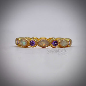 Cremation Full Band Memorial Ring with Birthstones