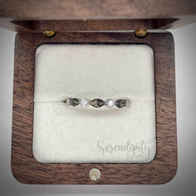 Load image into Gallery viewer, Cremation Ash Half Band Memorial Ring with Birthstones
