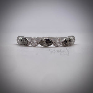 Cremation Ash Half Band Memorial Ring with Birthstones