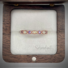 Load image into Gallery viewer, Cremation Ash Half Band Memorial Ring with Birthstones
