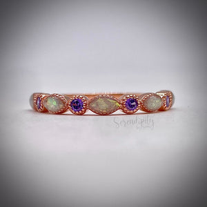 Cremation Ash Half Band Memorial Ring with Birthstones